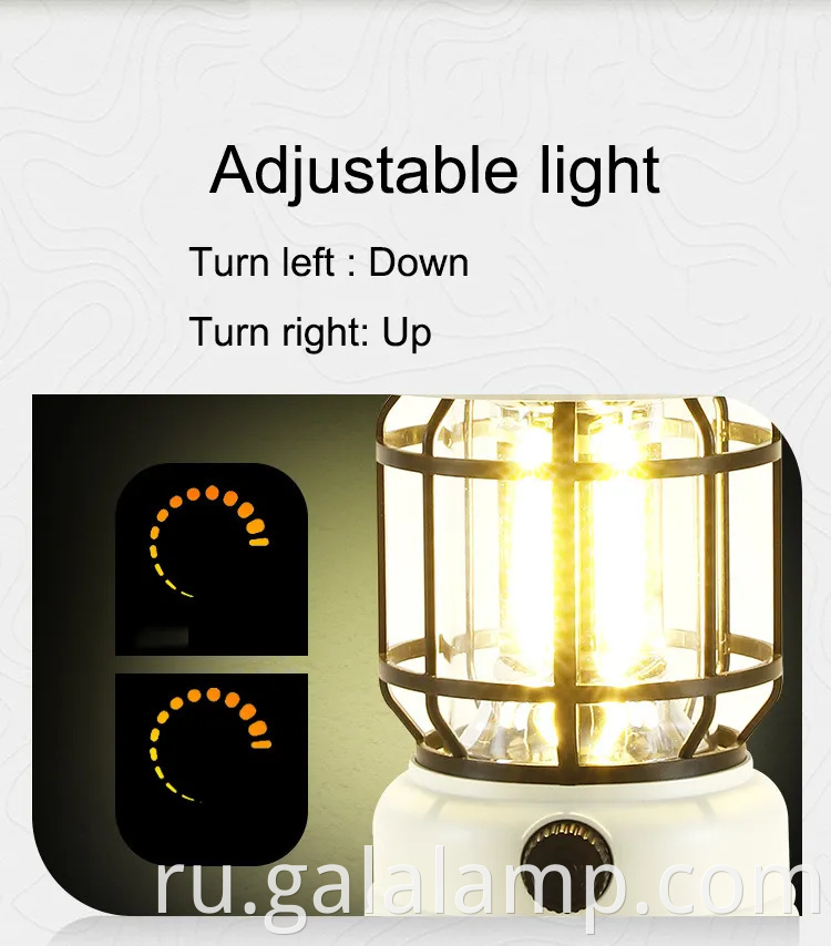 Портативный светодиодный фонарь для кемпинга с ретро -дизайном и аккумуляторной батареей